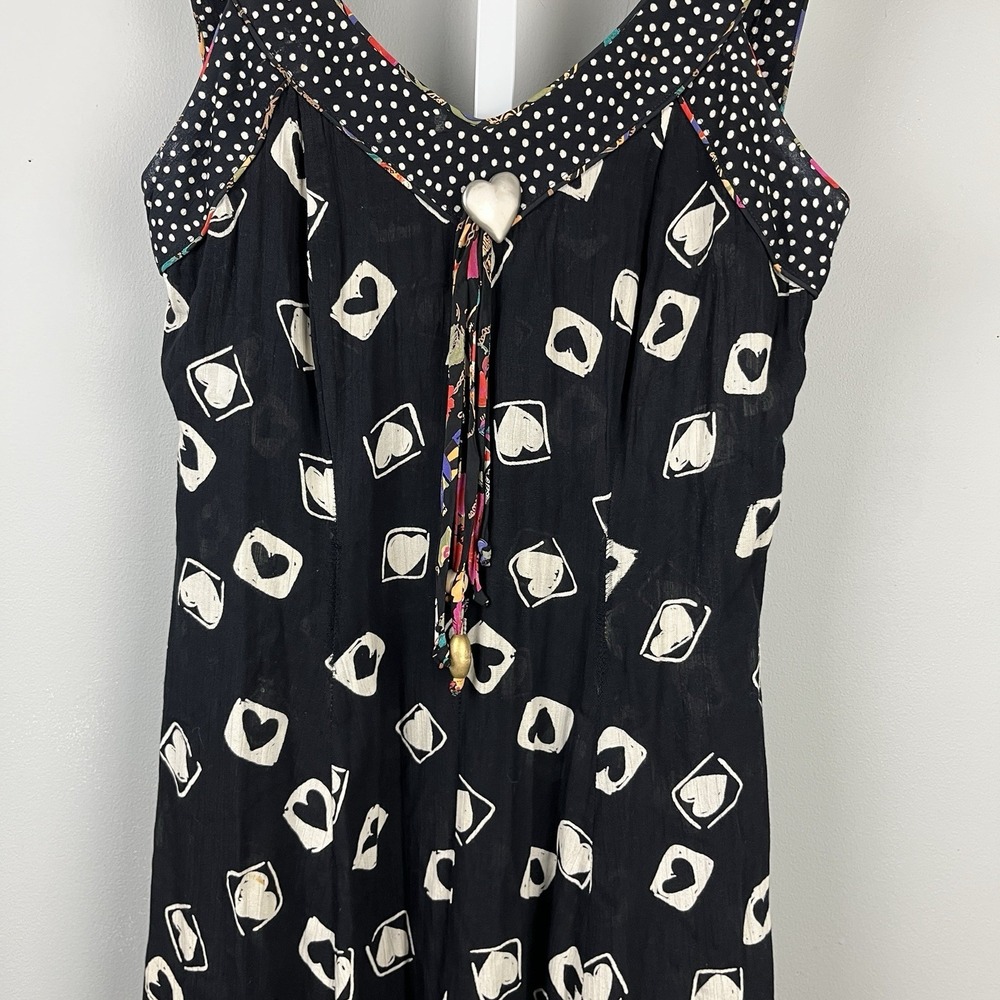 Vintage 90s Carole Little Dress Womens 6 Black White Heart Print Sleeveless - Picture 4 of 9